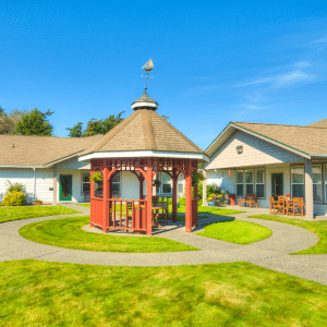 outside area with walking path and gazebo