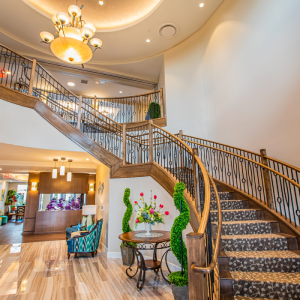 large staircase in lobby of community