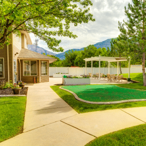 outside greenery area with putting green