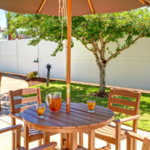outside patio with table and chairs