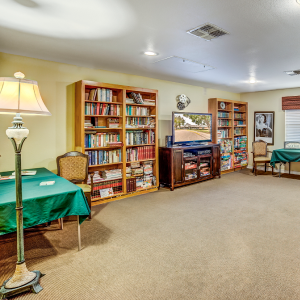 reading room with book shelves and books