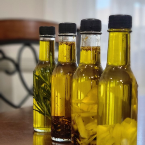 jars of herbs in oil