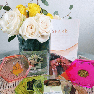 display of flowers, glass designs
