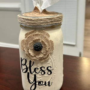 jar that is decorated and says bless you