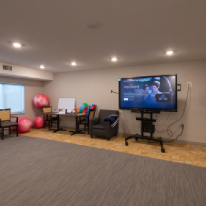 workout room with a television