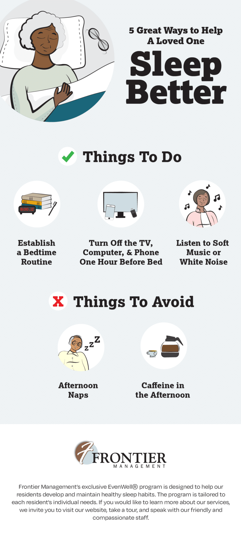 5 Great Ways to Help A Senior Loved One Sleep Better - Frontier Senior ...