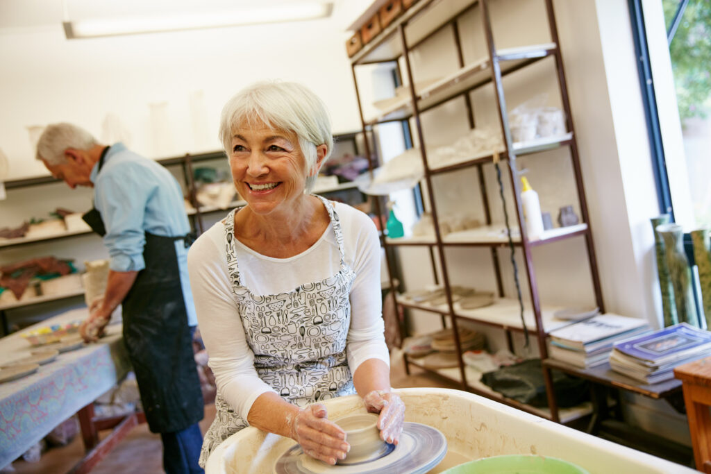 Woman at a ceramics class