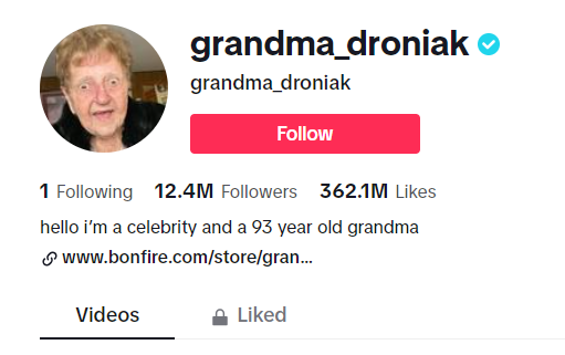 Tik Tok profile picture of grandma_droniak