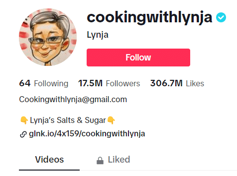 Tik Tok profile picture of cookingwithlynja