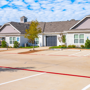 Outdoor view of building with parking lot