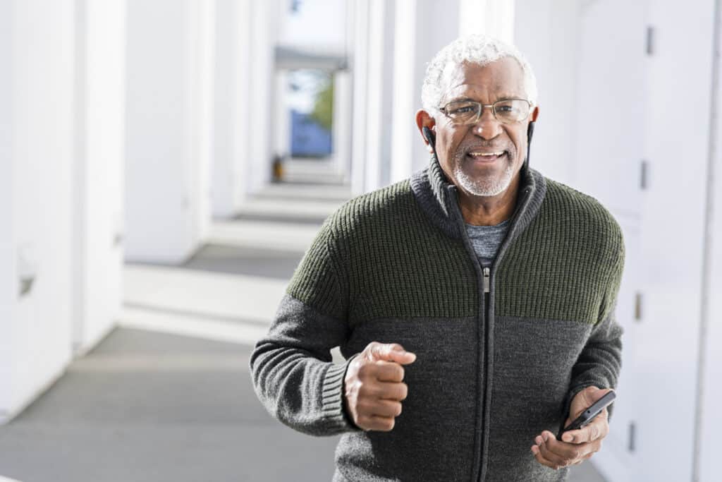 A senior man working out
